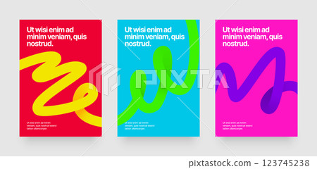 Template with colorful gradient squiggles shapes. Template with colorful gradient squiggles shapes. 123745238