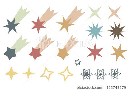 一組流星和各種星星 一組流星和各種星星 123745279