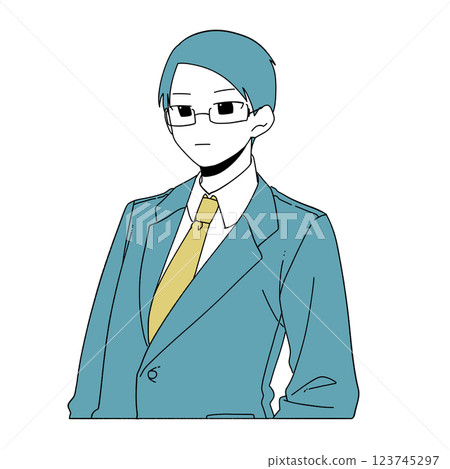 A serious-looking male office worker wearing glasses A serious-looking male office worker wearing glasses 123745297