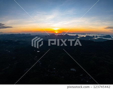 Amazing landscape nature view in sunset or sunrise sky background Amazing landscape nature view in sunset or sunrise sky background 123745442