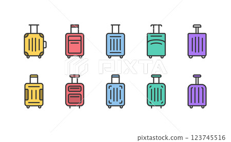 Suitcases Line Icons Suitcases Line Icons 123745516