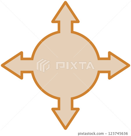 四向箭頭圓形對話泡泡(橘色) 四向箭頭圓形對話泡泡(橘色) 123745636