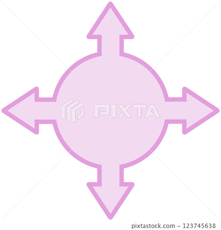 Four-way arrow round speech bubble (pink) Four-way arrow round speech bubble (pink) 123745638
