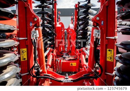 Modern agricultural machinery and equipment. Industrial details. Modern agricultural machinery and equipment. Industrial details. 123745679