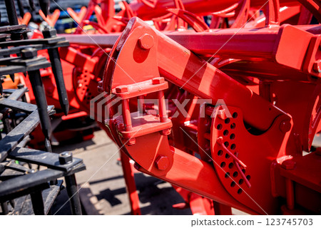Modern agricultural machinery and equipment. Industrial details. 123745703