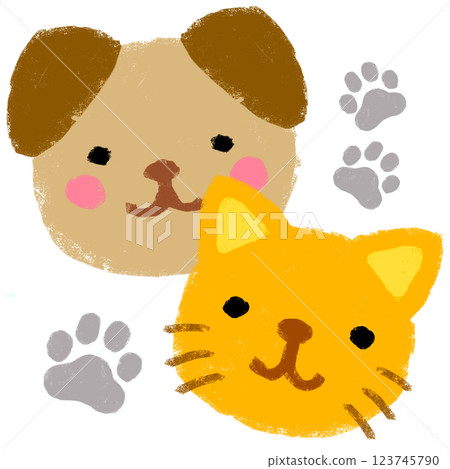 Simple illustration, crayon touch, animal hospital 123745790