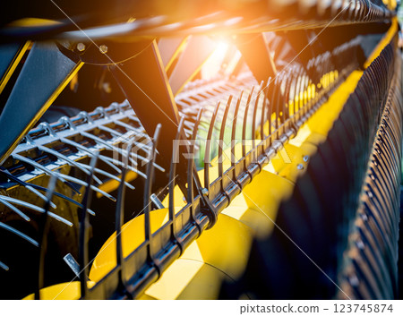 Modern agricultural machinery and equipment. Combine harvester. 123745874