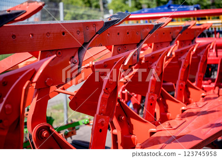 Modern agricultural machinery and equipment. Industrial details. 123745958