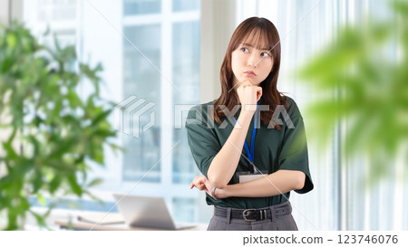 A young woman/businesswoman thinking A young woman/businesswoman thinking 123746076