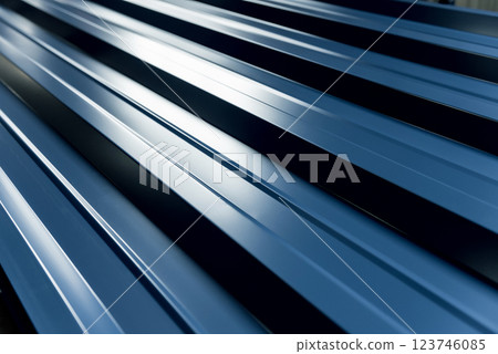 Blue metallic roof tiles background with drops of water. Blue metallic roof tiles background with drops of water. 123746085
