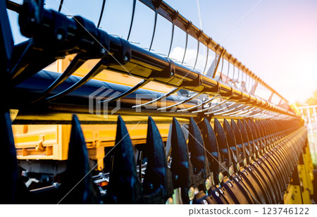 Modern agricultural machinery and equipment. Combine harvester. 123746122