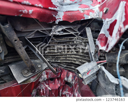 Abandoned cars after accidents in a dense overgrown setting Abandoned cars after accidents in a dense overgrown setting 123746163