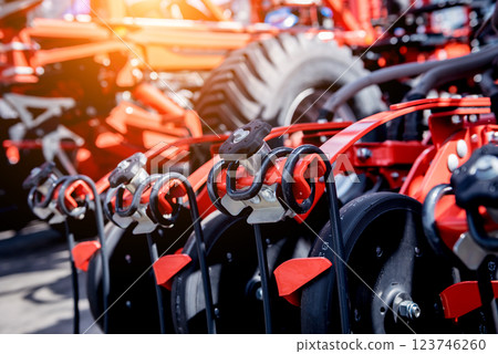 Modern agricultural machinery and equipment. Industrial details. 123746260