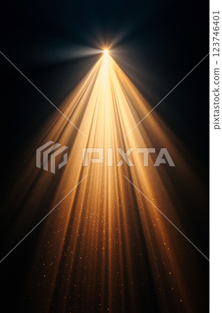 Golden beam of light illuminating the darkness 123746401