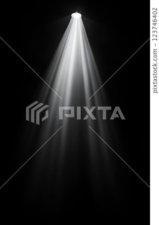 White spotlight beam illuminating the darkness White spotlight beam illuminating the darkness 123746402