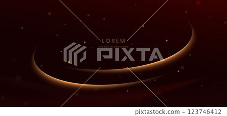 Luxury dark red background with curve glowing golden ray lighting effect sparkle. Luxury dark red background with curve glowing golden ray lighting effect sparkle. 123746412