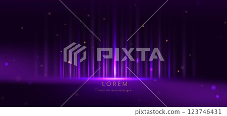 Abstract futuristic glowing neon purple rays. Hi speed motion moving concept on dark blue background. 123746431