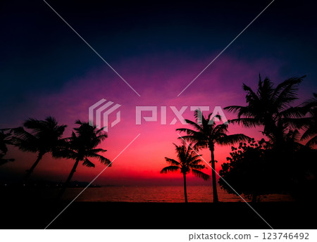 Twilight on amazing ocean tropical beach. Summer Twilight on amazing ocean tropical beach. Summer 123746492