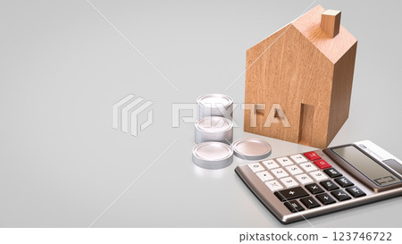 The House and Calculator for Business concept 3d Rendering. 123746722