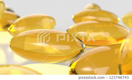 The Yellow pill for Fish oil or Heathy concept 3d Rendering. The Yellow pill for Fish oil or Heathy concept 3d Rendering. 123746743