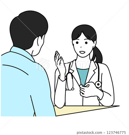 女醫生向病人解釋的插圖 女醫生向病人解釋的插圖 123746775