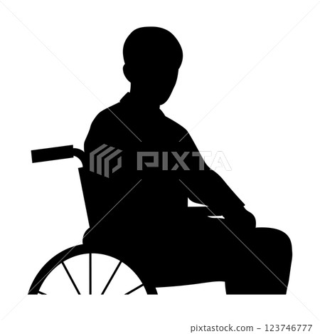 坐在輪椅上的一名男子的輪廓插圖 123746777