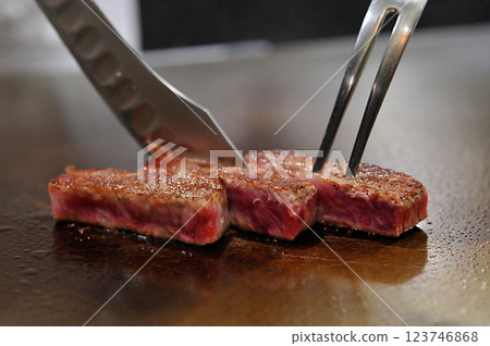 Grilled steak with teppanyaki 123746868