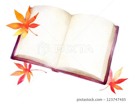 水彩插圖：秋季閱讀圖像 123747485