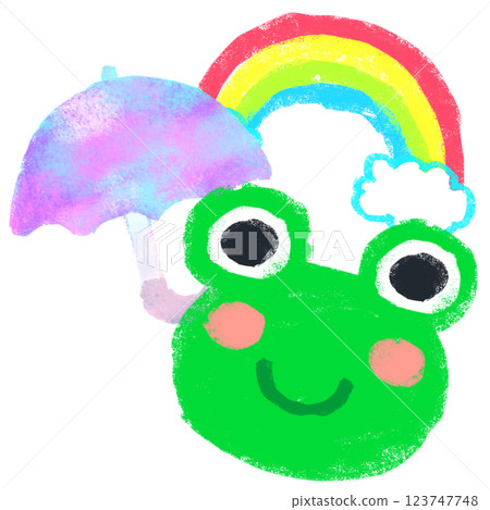 簡單插圖，蠟筆觸感，幼兒教育，青蛙 123747748