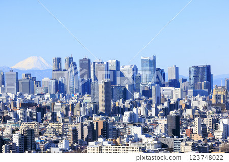 A collaboration between Mt. Fuji and the cityscape of Tokyo (Shinjuku) 123748022