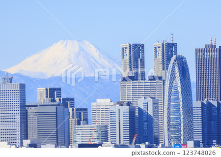 A collaboration between Mt. Fuji and the cityscape of Tokyo (Shinjuku) 123748026