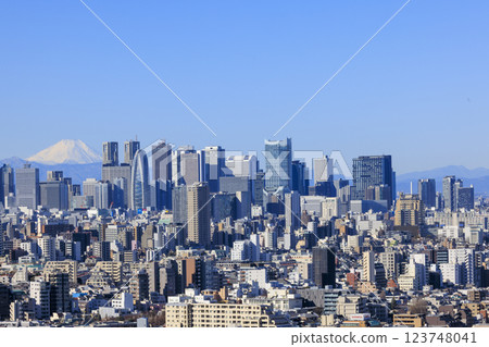 A collaboration between Mt. Fuji and the cityscape of Tokyo (Shinjuku) 123748041