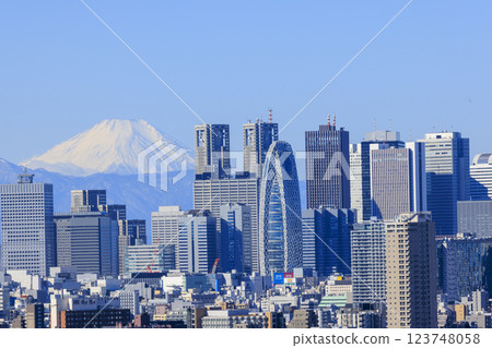 富士山與東京(新宿)街景的融合 富士山與東京(新宿)街景的融合 123748058
