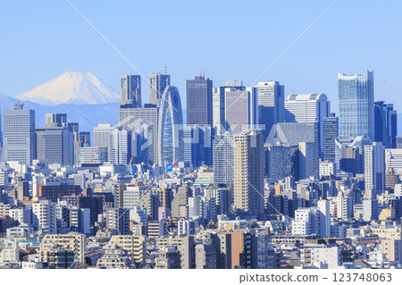 富士山與東京(新宿)街景的融合 富士山與東京(新宿)街景的融合 123748063