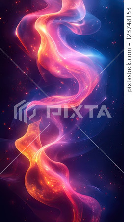 Vibrant swirling colors create mesmerizing abstract patterns in a dark cosmic backdrop 123748153