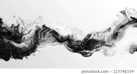 Abstract black and white design with swirling patterns and dynamic splashes of paint on a light background Abstract black and white design with swirling patterns and dynamic splashes of paint on a light background 123748154