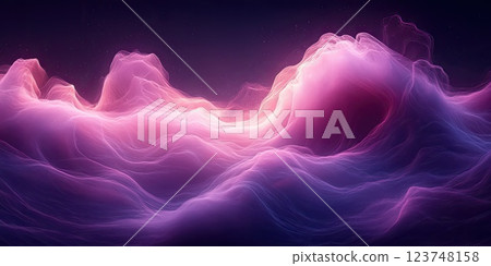 Dreamy abstract landscape with soft pink and purple hues under a starry sky at twilight 123748158