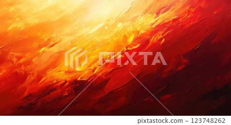 Vibrant abstract artwork displaying fiery colors of red, orange, and yellow in dynamic brush strokes Vibrant abstract artwork displaying fiery colors of red, orange, and yellow in dynamic brush strokes 123748262