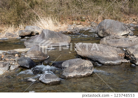 Winter scenery of the upper reaches of the Naka River in Tochigi Prefecture Winter scenery of the upper reaches of the Naka River in Tochigi Prefecture 123748553