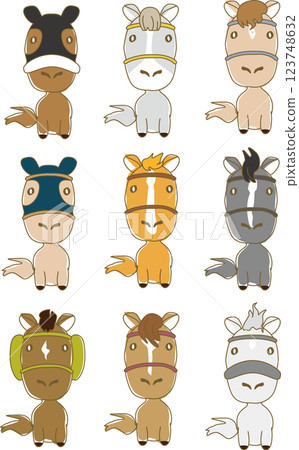 可愛的馬圖 123748632