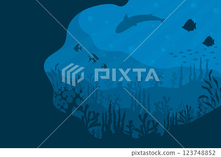 underwater life monochrome vector illustration 123748852