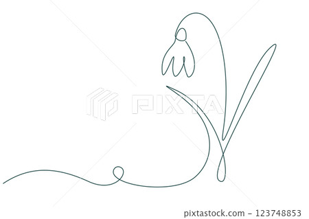 one continuous line drawn snowdrop flower 123748853