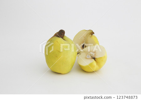 Karin fruit and its cross section Taken with a white background 123748873