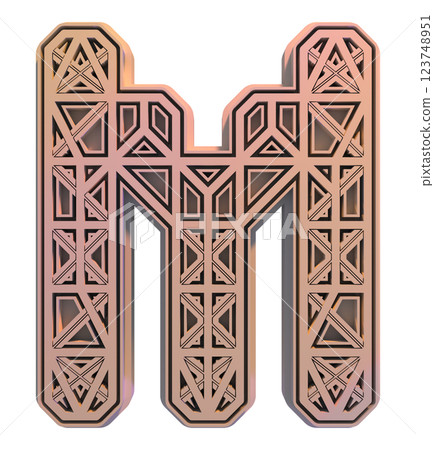 3D rendered illustration. Decorative pink letter. Art lettering. 3D rendered illustration. Decorative pink letter. Art lettering. 123748951