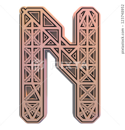 3D rendered illustration. Decorative pink letter. Art lettering. 3D rendered illustration. Decorative pink letter. Art lettering. 123748952