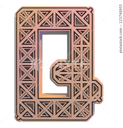 3D rendered illustration. Decorative pink letter. Art lettering. 3D rendered illustration. Decorative pink letter. Art lettering. 123748955