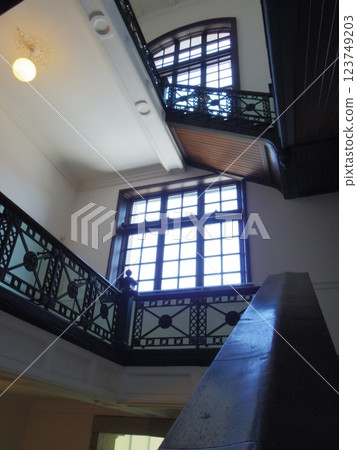 Scenery with retro stairs Scenery with retro stairs 123749203