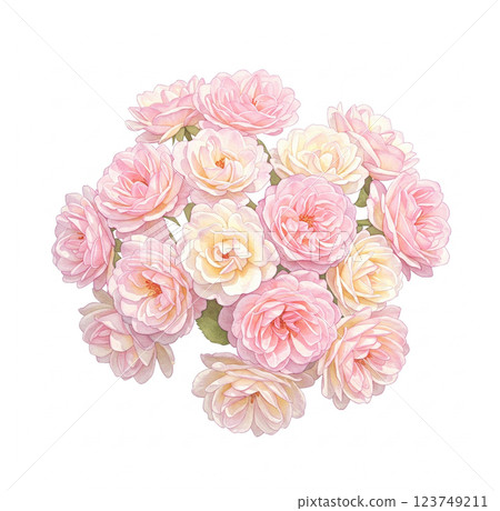 Polyantha rose on white background 123749211
