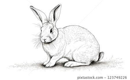 Delicate line drawing of a rabbit 123749226