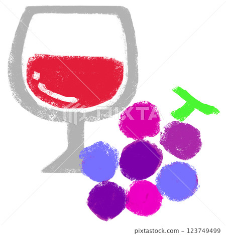 Delicious wine, simple illustration, crayon touch 123749499